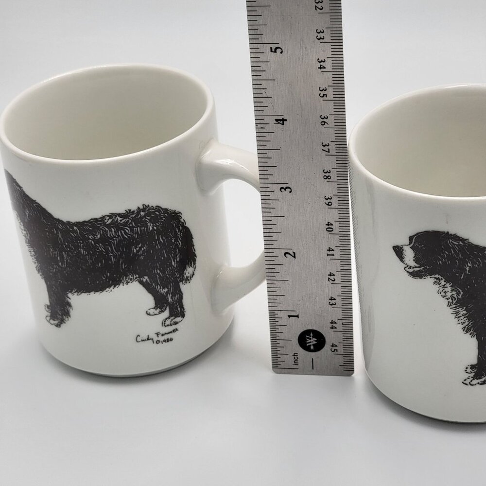 Vintage Newfoundland Dog Ceramic Coffee Mugs By Cindy Farmer 1986 Set of 2 - Picture 9 of 9